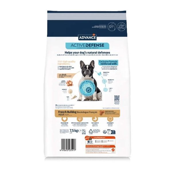 Advance Adulto Bulldog Francés Active Defense Pato y Arroz 7,5kg - Imagen 4
