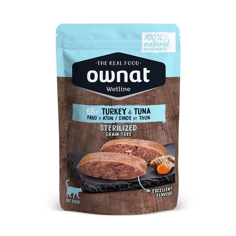 Ownat Wetline Sobres para Gatos Esterilizados Pavo Y Atún