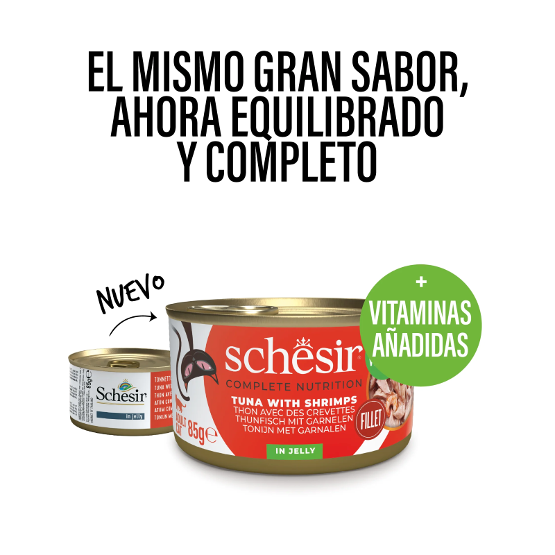 Schesir Adulto Atún con Gambas en Gelatina para Gatos - Imagen 2