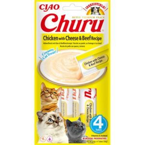 Churu Receta De Pollo Con Queso y Ternera Gatos