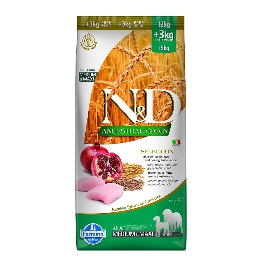 Farmina Nd Dog Selection Ancestral Medium Maxi Pollo 12+3kg