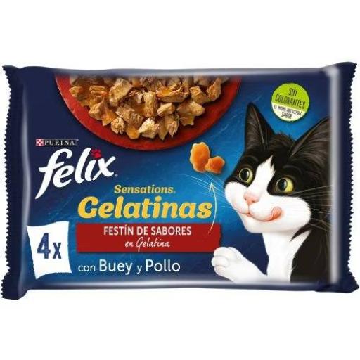 Felix Sensation Festín de Carnes en Gelatina con Buey y Pollo