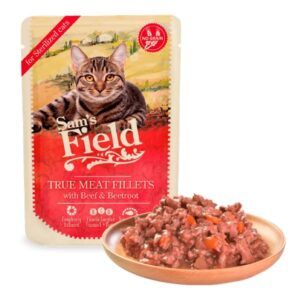Sam's Field Gatos Esterilizados Filetes Buey y Remolacha Sobres