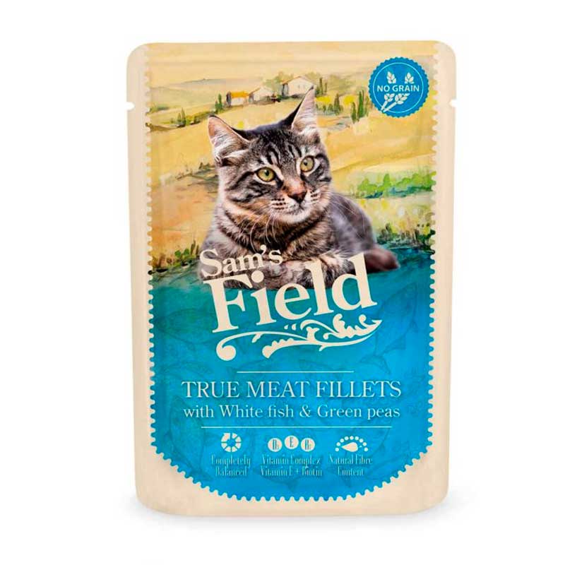 Sam’s Field Filetes de Pescado Blanco y Guisantes Sobres Gatos