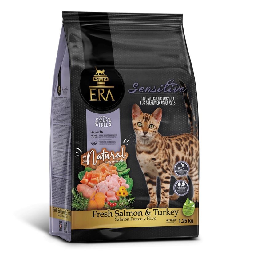 ERA Grain Free Sensitive Salmón y Pavo Pienso para Gatos