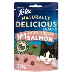Felix Snack Naturally Delicious de Salmón y Espinacas Para Gatos