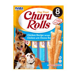 Churu Dog Rolls Premios y Snacks con Pollo y Queso 8 x 12gr