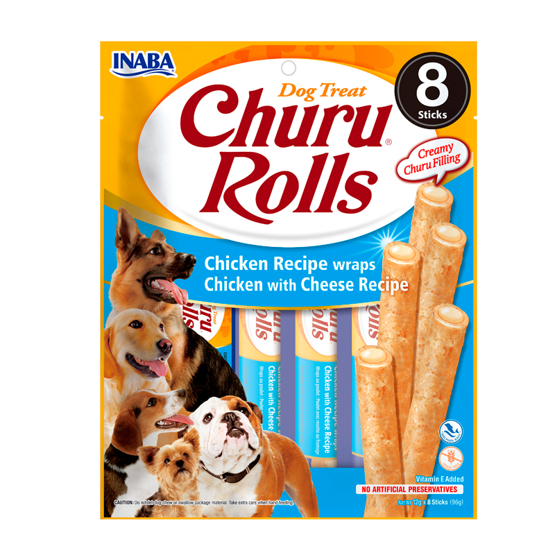 Churu Dog Rolls Premios y Snacks con Pollo y Queso 8 x 12gr