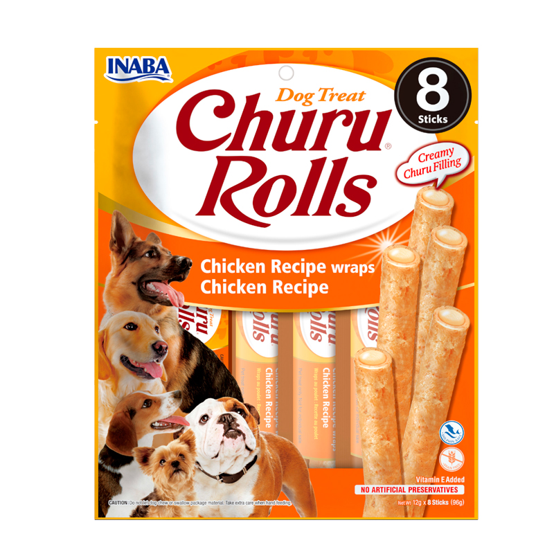 Inaba Churu Dog Rolls Premios y Snacks con Pollo 8 x 12gr