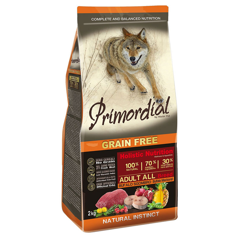 Primordial Adulto Bufalo y Caballa Pienso para Perros