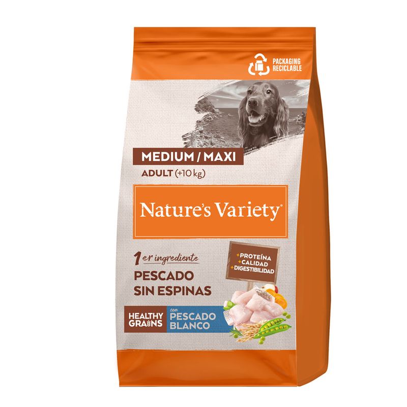 Nature's Variety Healthy Grain Medium/Maxi Pescado Blanco para Perros