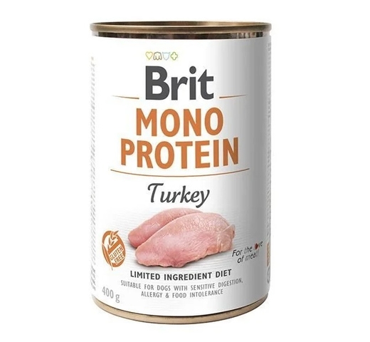 Brit Mono Protein Latas de Pavo para Perros - 6 x 400gr