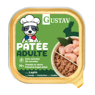 Gustav DOG Paté de Conejo Comida Húmeda Latas para Perros