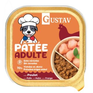 Gustav DOG Paté de Pollo Comida Húmeda Latas para Perros